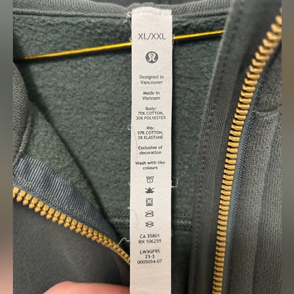 Lululemon Scuba Oversized Half Zip Hoodie Gold Zip in Dark Forest Green XL/XXL - Picture 5 of 6